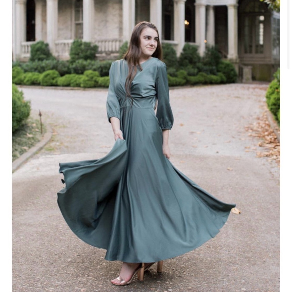 Dainty Jewells Olive Green Draped Maxi Dress - Picture 2 of 2